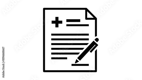 Medical Prescription Document with Pen Icon