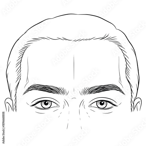Close-up Sketch of a Man's Eyes and Forehead