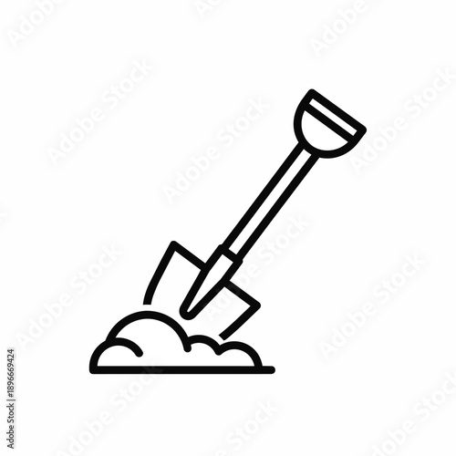 Shovel Digging Into Soil Outline