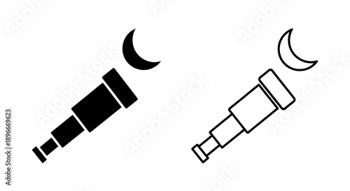 Minimalist telescope night sky symbols Vector