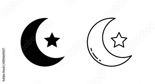 Minimalist moon star night sky illustration Vector