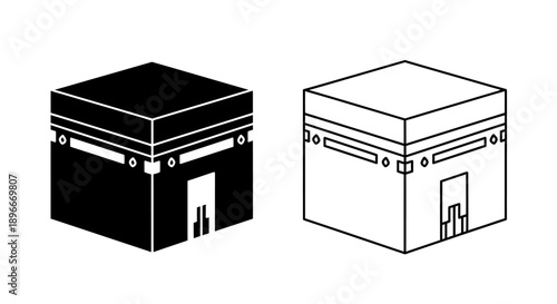 Black and white kaaba icon islamic symbol Vector