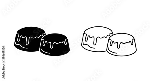 Chocolate dessert cupcakes black and white Vector