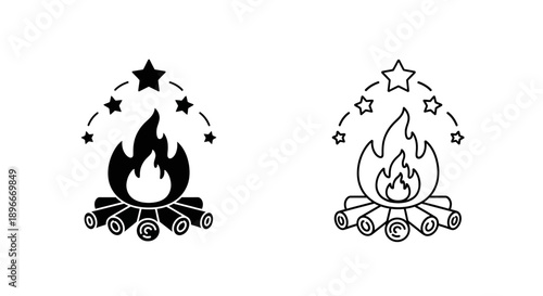 Campfire stars outdoor adventure nature Vector