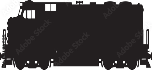 Modern Industrial Freight Locomotive Engine Profile Vector Silhouettes