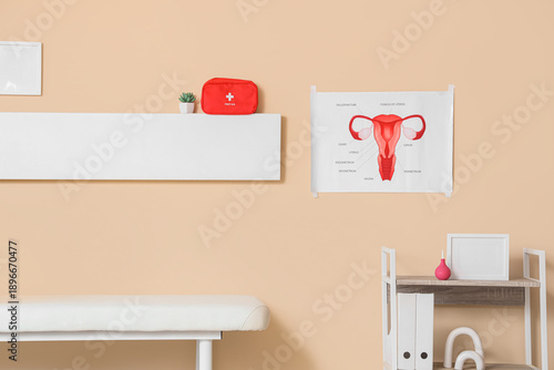 Uterus structure on beige w...