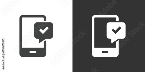 Successful Mobile Notification icon. Solid glyph series icon