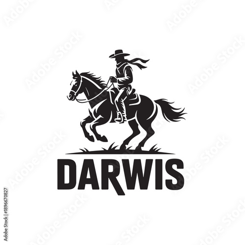 Wallpaper Mural Logo Vektor “DARWIS” Huruf Tebal dengan Ilustrasi Koboi Berkuda Torontodigital.ca