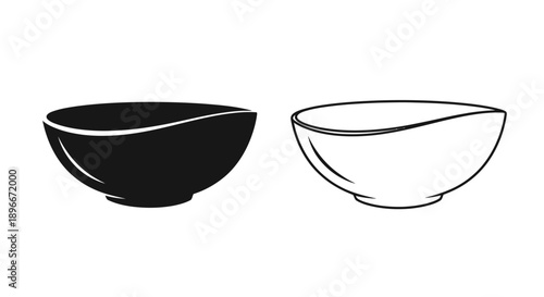 Modern minimalist black and white bowls Vector