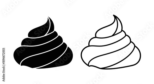 Black and white whipped cream swirls Vector