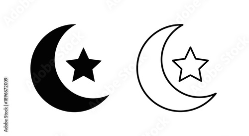 Islamic crescent star symbol design Vector
