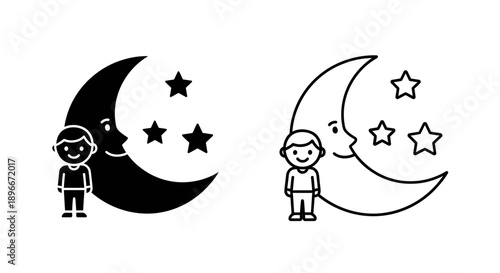 Children sleep moon stars night Vector