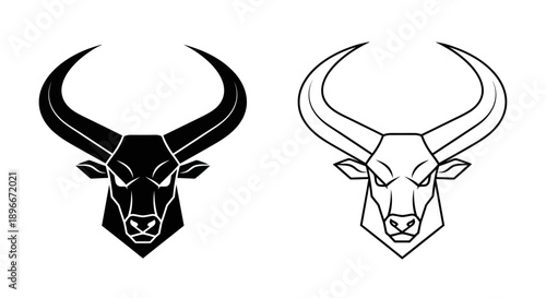 Minimalist bull head logo design Vector