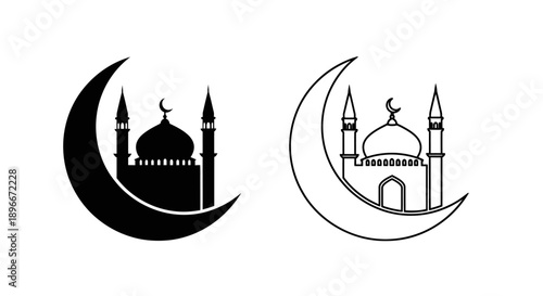 Islamic mosque moon crescent symbol design Vector