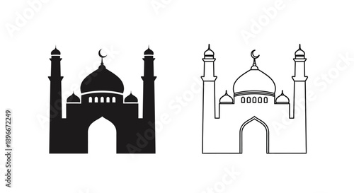 Islamic mosque icon black white symbol Vector