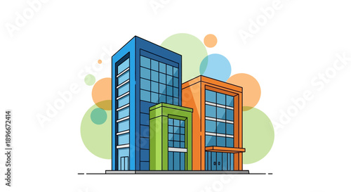 Colorful Modern Office Buildings Illustration.