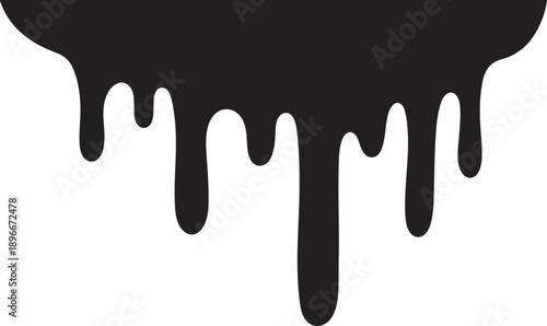 Black paint drips down on white background illustration design