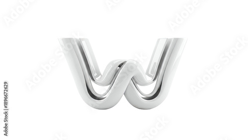 White W Letter Sculpture