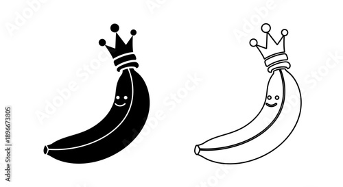 Funny banana king illustration Vector