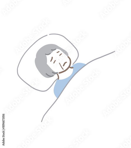 不眠に悩むシニア女性のイラスト素材