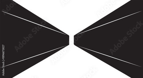 Monochromatic abstract art with geometric shapes and lines converging