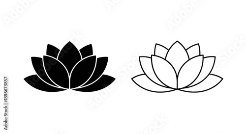 Lotus flower symbol black white line art Vector