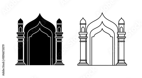 Islamic mosque architecture islamic symbol black white Vector