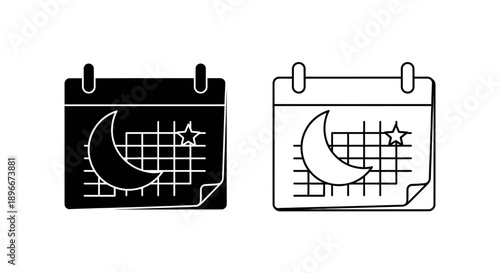 Night calendar moon stars date time Vector