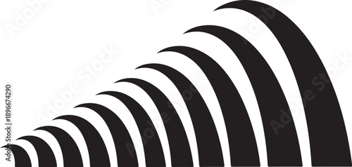 Black and white striped pattern with curved lines design
