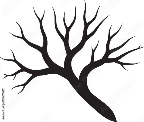 Black Silhouette of a Bare Tree on White Background