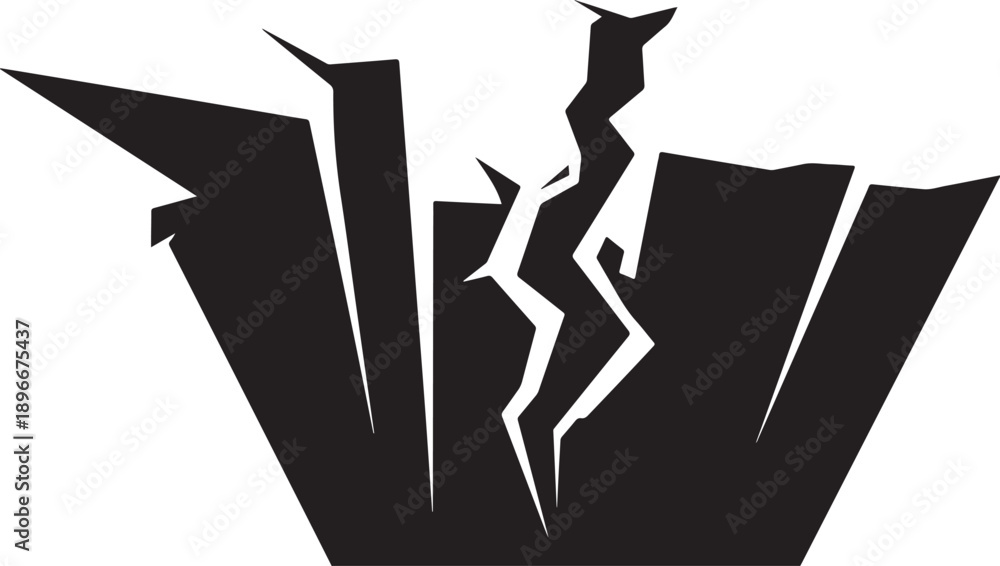 Fototapeta premium Cracked Black Silhouette on White Background Illustration Design