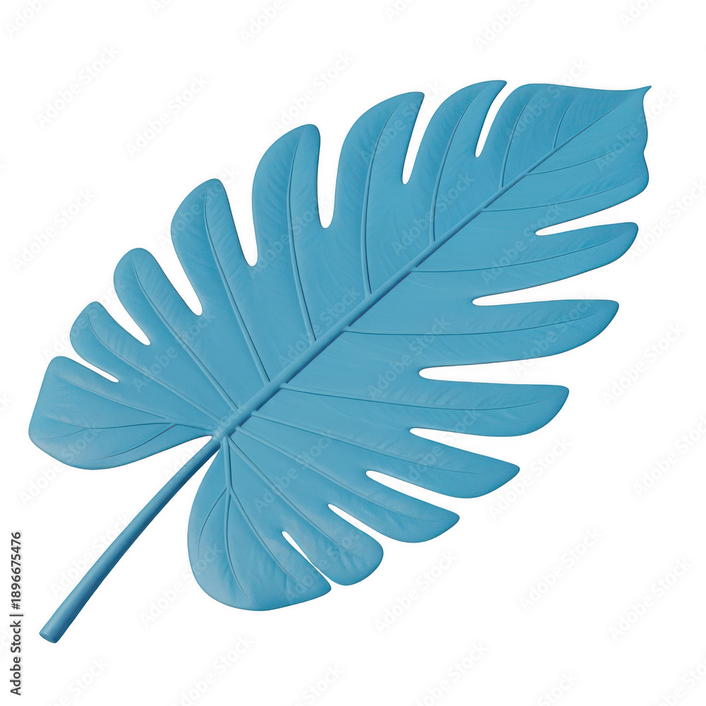 Naklejka premium Blue monstera leaf illustration isolated on white background