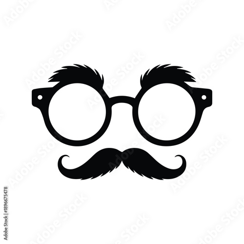 Funny Glasses and Mustache Silhouette