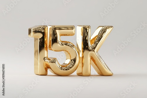 Shiny Gold 15K Number Sculpture for Luxurious Display or Decoration