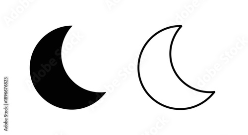 Minimalist crescent moon icon set Vector