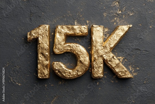 Golden Number 15K on Dark Background for Promotional Use