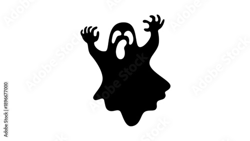 Spooky Scary Ghost Silhouette with Raised Hands