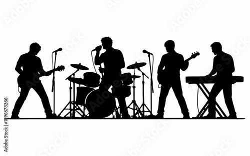 Vector illustration of a silhouette of a rock band