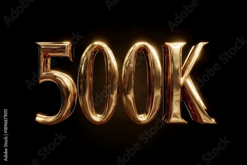 Gold 500K Sign with Glittering Effect on Black Background