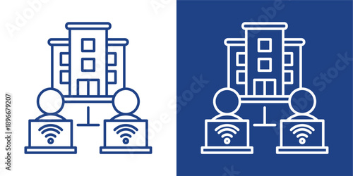 Telework Blue And White Icon Style Collection