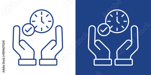 Time Management Blue And White Icon Style Collection