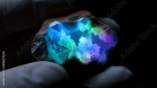 Glowing Opal Gemstone Held in Hand.