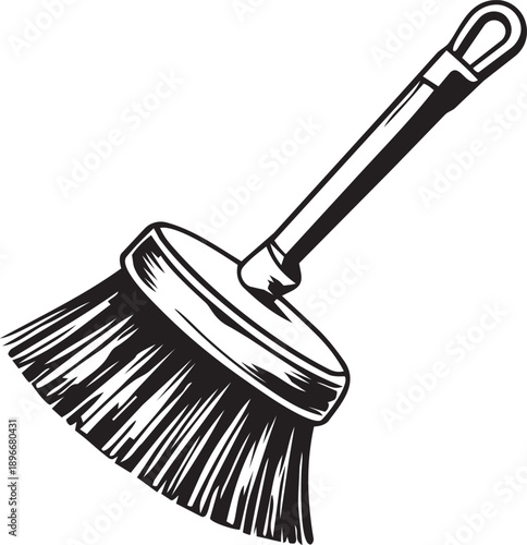 Vintage cleaning brush illustration with detailed linework silhouette