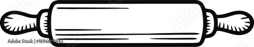 A simple black and white drawing of a rolling pin silhouette