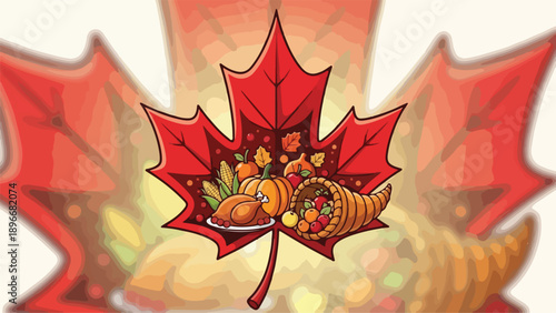 Vibrant maple leaf with cornucopia