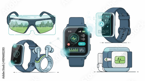 Wearable technology devices with smartwatches and accessories