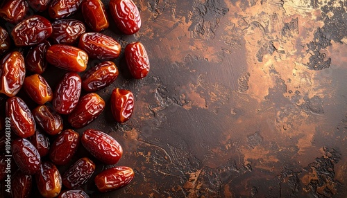 Dates on a Textured Surface - A Close-Up View.