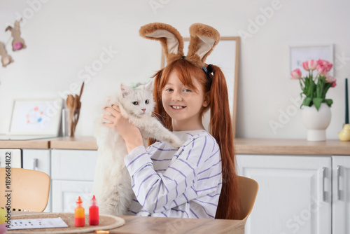 Cute girl with adorable cat...