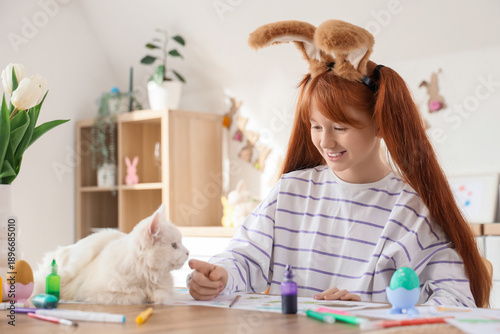 Cute girl with adorable cat...