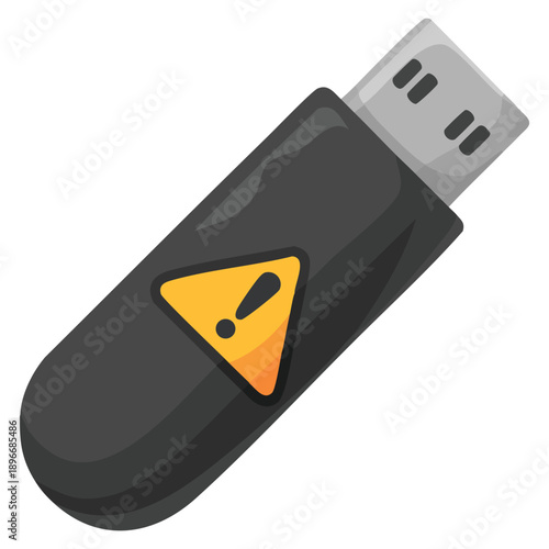 Fraud usb flash icon flat vector illustration isolated on white background representing data security cyber crime and digital risk concept